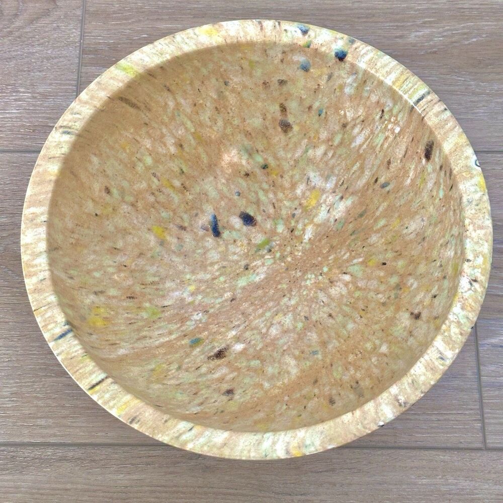 Vintage 60s Texas Ware 125 Green large Bowl Confetti Melmac MCM Spatter 11"